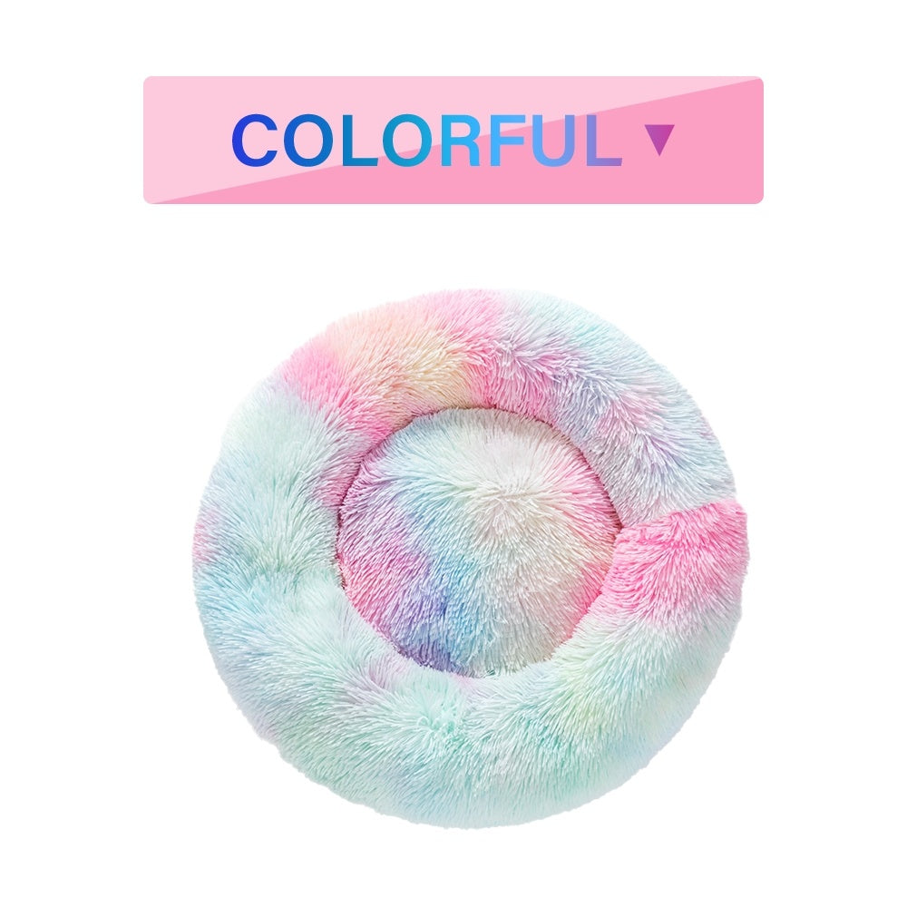 Fluffy Calming Donut Bed for Dogs and Cats